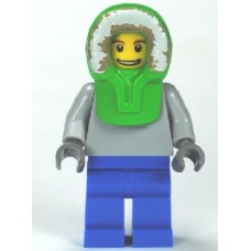 twn149 Plain Light Bluish Gray Torso, Blue Legs, Bright Green Hood 